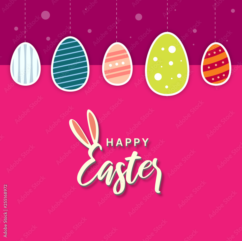 Ostern - Grußkartenmotiv mit Happy Easter und Hasenohrern