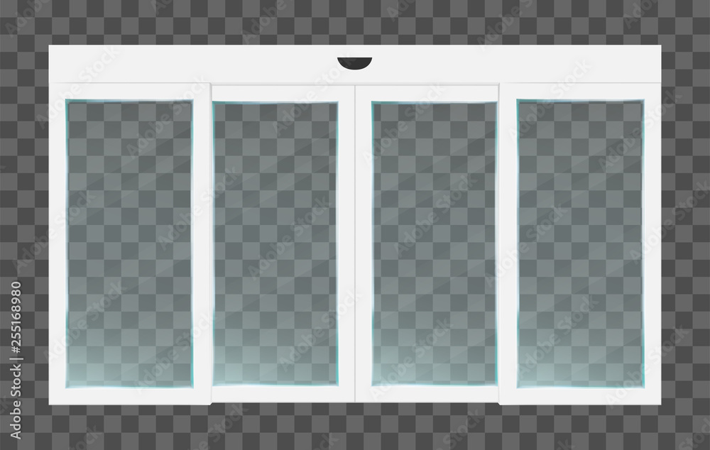 Vetor de Realistic pvc white automatic transparent closed sliding glass