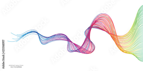Abstract vector colorful wave lines flowing isolated on white background.