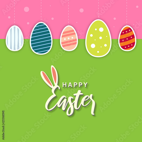 Konzept Ostern - Grußkarte mit Hasenohren und Happy Easter