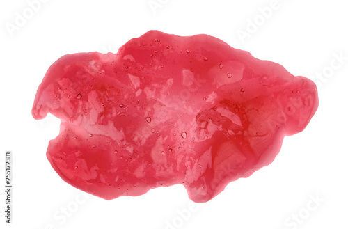 Red jelly spot isolated on white background. Top view.