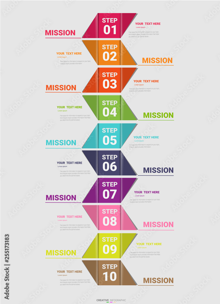 Infographic design template with numbers 10 option for Presentation infographic, Timeline infographics, steps or processes. Vector illustration. Infographic design template with numbers 10 option for Presentation infographic, Timeline infographics, steps or processes. Vector illustration.