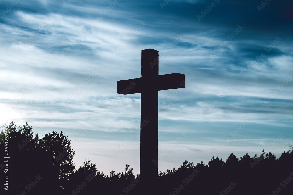 Christian cross and blue epic sky Christian cross and blue epic sky