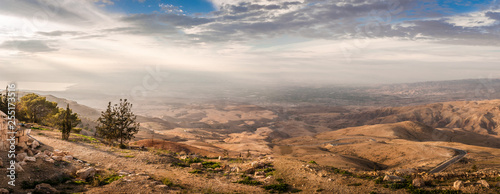 Panorama of the Holy Land from the Mount Nebo in Jordan, Middle East photo