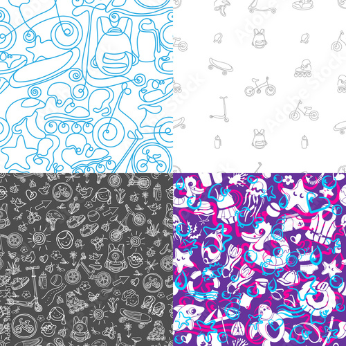 Vector seamless pattern. Summer background for children's sport, swim