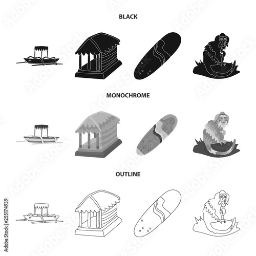 Isolated object of travel and tourism logo. Set of travel and island vector icon for stock.