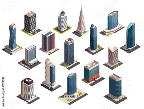 Urban Skyscrapers Isometric Set