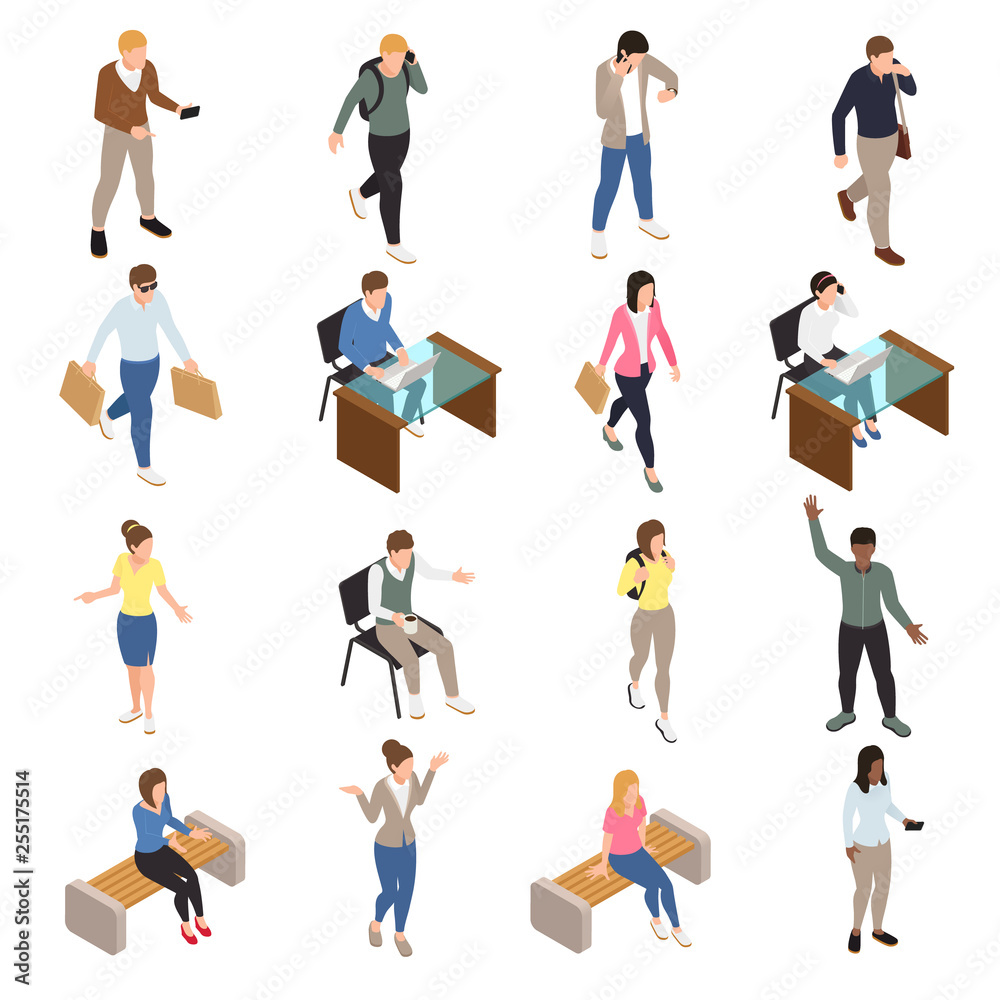 Casual City People Icons Set