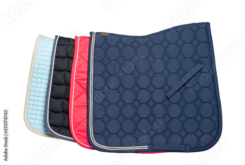 dressage colourful saddle pads  isolated on white