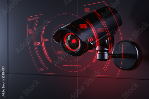Cctv is checking information about citizen in surveillance security system, social credit system concept. 3D rendering