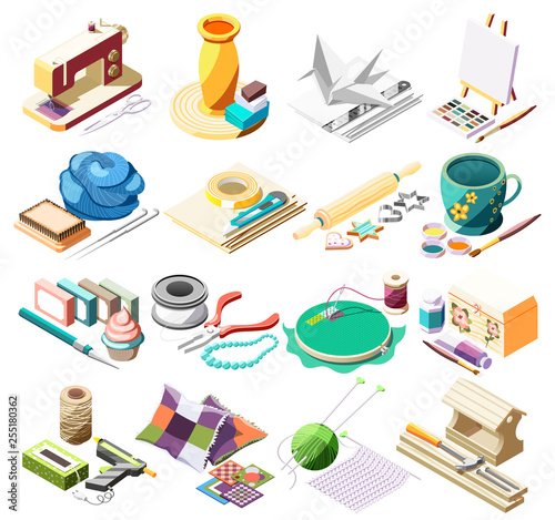 Hobby Crafts Isometric Icons Set