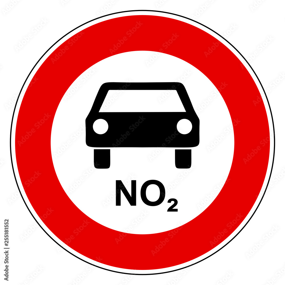 NO2 Auto und Verbotsschild NO2 Auto und Verbotsschild