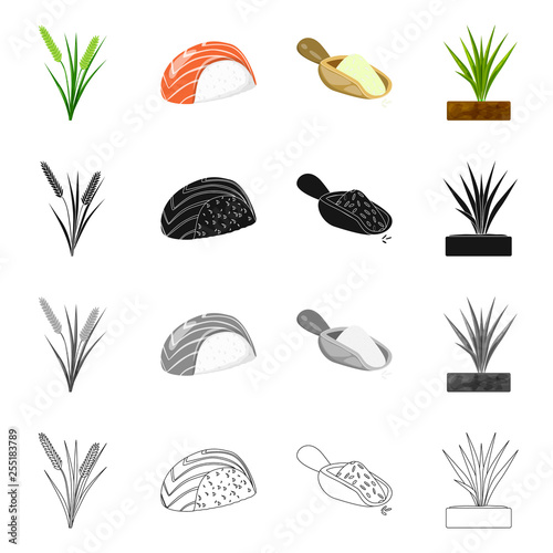 Isolated object of crop and ecological sign. Collection of crop and cooking stock symbol for web.