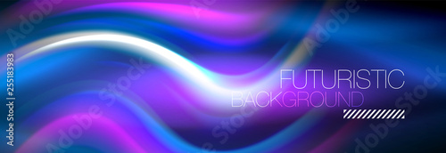 Fluid colors mixing glowing neon wave background, holographic texture