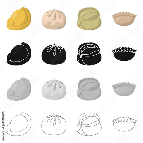 Vector illustration of products  and cooking sign. Collection of products  and appetizer stock vector illustration.