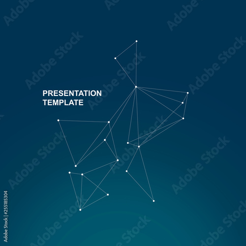 Abstract polygonal space low poly dark background with connecting dots and lines © Leonid