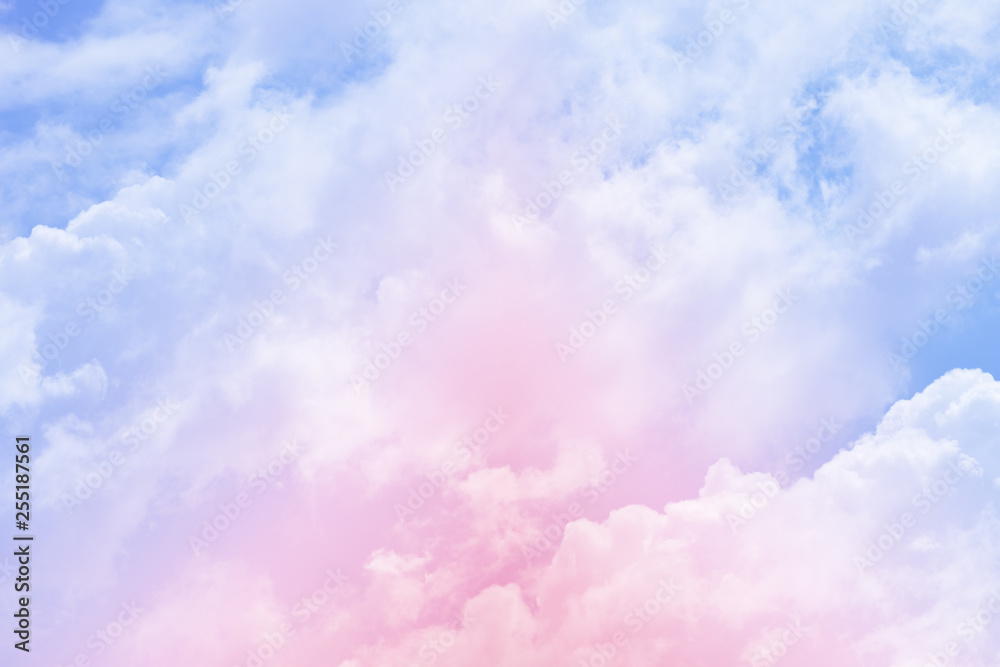 Sun and cloud background with a pastel colored