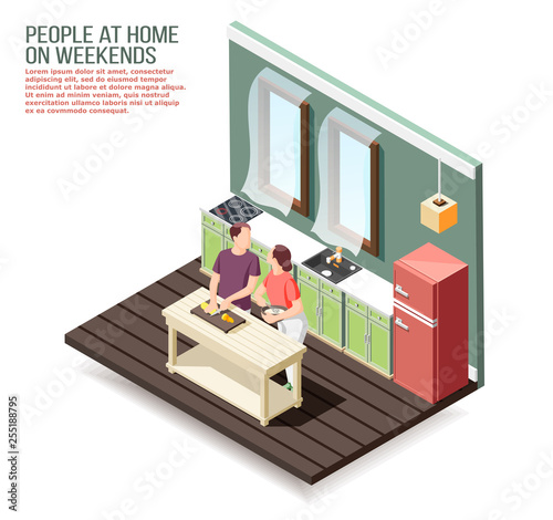 Weekend At Home Isometric Composition