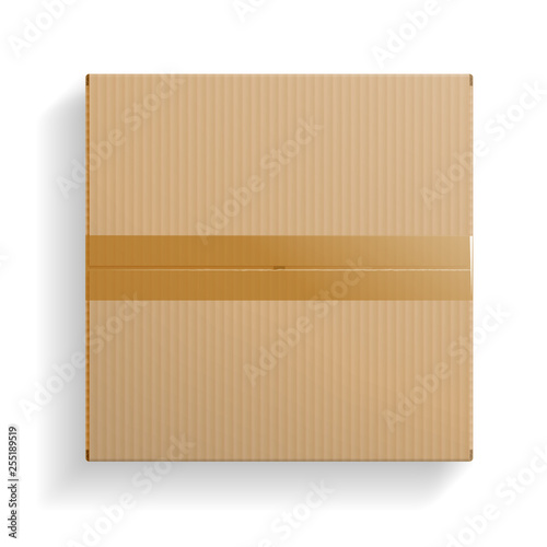 Realistic cardboard box, opened top view