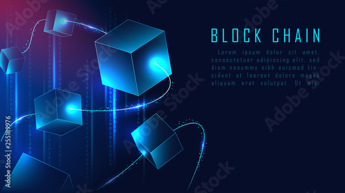 Abstract Blockchain banner in futuristic Concept photo