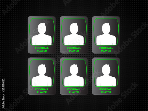 Soccer player profile, statistical information and transfer information profile photo vector illustration