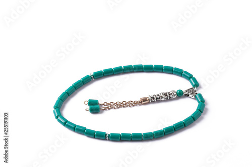 colorful rosary and beads (isolated)