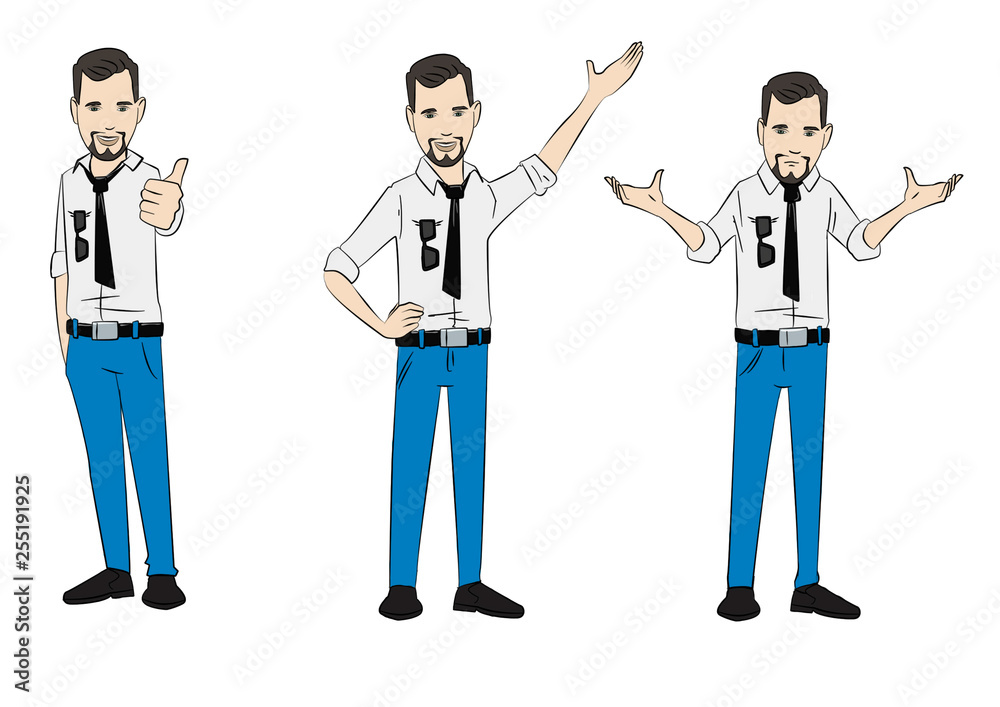 office worker character in three poses office worker character in three poses