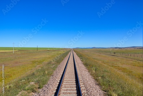 Lonely track in the prairie, horizontal