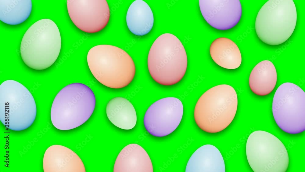 Easter eggs wiggle on color background. Loopable animation.