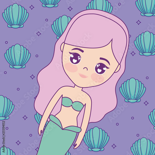 cute mermaid with seashell