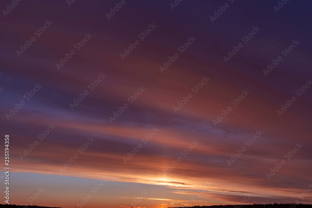 sunset sky shot on March 12, 2019 in Cheboksary, Russia