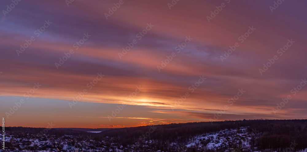 sunset sky shot on March 12, 2019 in Cheboksary, Russia