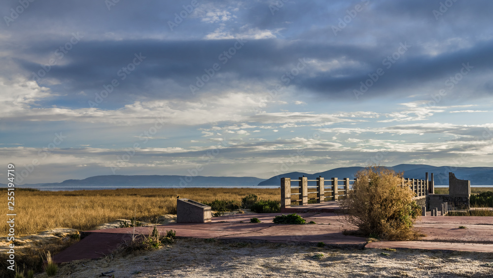 Dawn on the pier at lake Titicaca