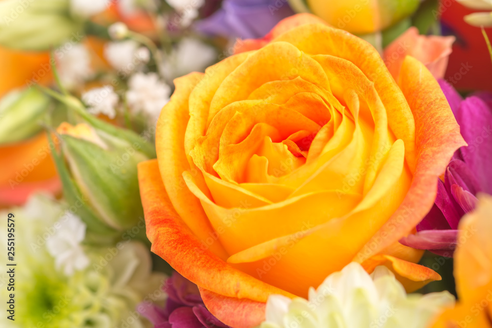 beautiful flowers bouquet with yellow rose, concept of 8 march day, festive background beautiful flowers bouquet with yellow rose, concept of 8 march day, festive background