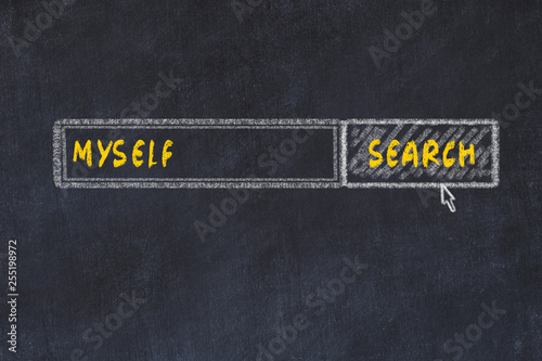 Chalk board sketch of search engine. Concept of looking for myself