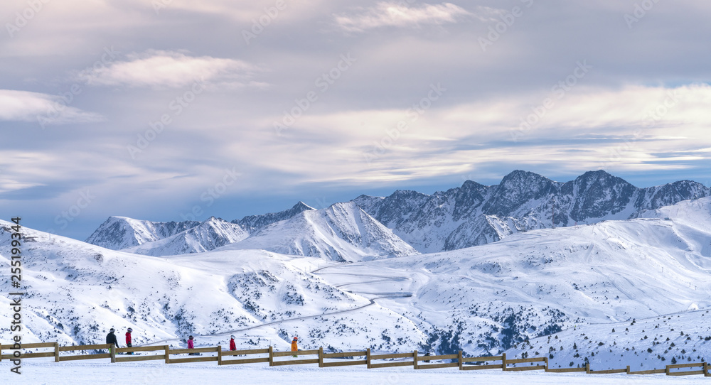 Snowy Mountains in Andorra - obrazy, fototapety, plakaty 