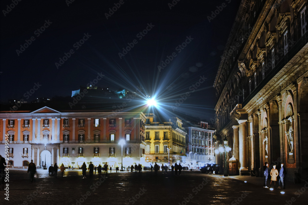 Plebiscito square at night, Naples