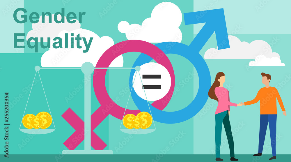 Gender Equality Vector Illustration Flat Tiny Persons With Sex Symbol Concept Gender Equality 4944