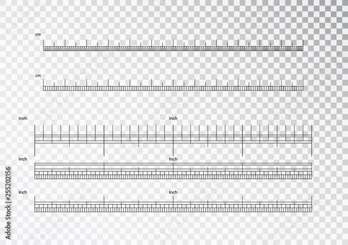 Inch and metric rulers. Centimeters and inches measuring scale cm metrics indicator. Precision measurement centimeter icon tools of measure size indication ruler tools. Vector isolated.