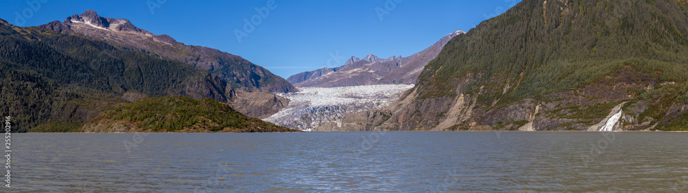 View of the Mendenhall Glacier from the Mendenhall Glacier Visitor Centre near Juneau, Alaska View of the Mendenhall Glacier from the Mendenhall Glacier Visitor Centre near Juneau, Alaska