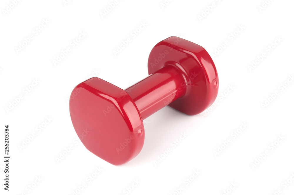 Red dumbbell isolated on white background Red dumbbell isolated on white background