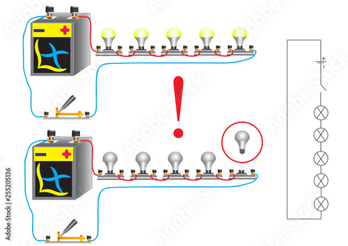 The electrical circuit consisting of series-connected consumers, a serial connection does not allow to disconnect one user from electrical energy.