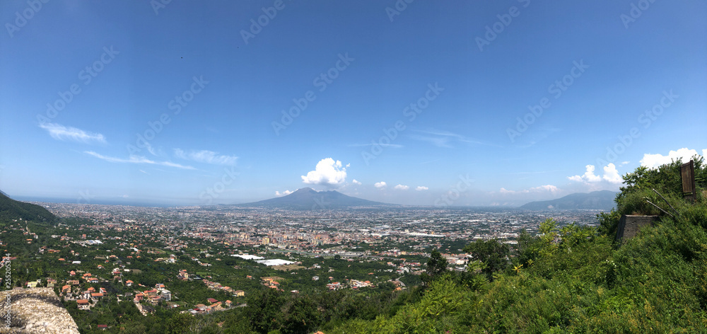 Views of Mount Vesuvius through the clouds
