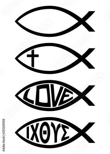 Ichthus Christian Fish Symbol Religious Icon Vector Illustration