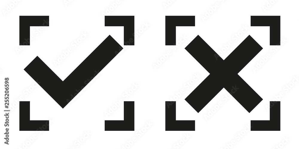 Check mark and cross icons - Vector . Check mark and cross icons - Vector .