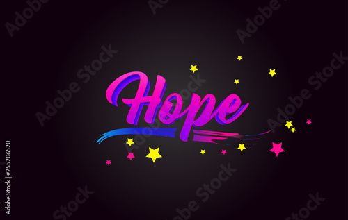 Hope Purple Handwritten lettering typography. Word for logotype, badge, icon, card, postcard, logo, banner, tag Vector Illustration.