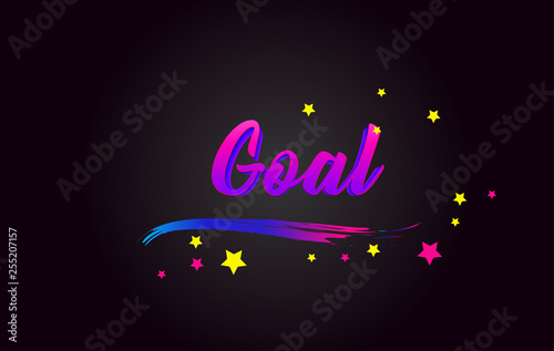 Goal Purple Handwritten lettering typography. Word for logotype, badge, icon, card, postcard, logo, banner, tag Vector Illustration.