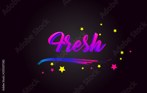 Fresh Purple Handwritten lettering typography. Word for logotype, badge, icon, card, postcard, logo, banner, tag Vector Illustration.