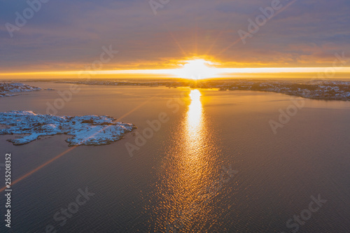 Sun beams at the sea