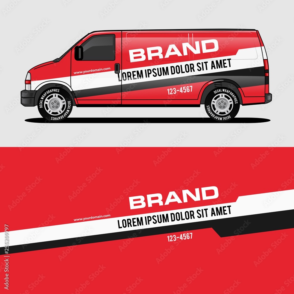 red van wrap design wrapping sticker and decal design for corporate company branding vector red van wrap design wrapping sticker and decal design for corporate company branding vector